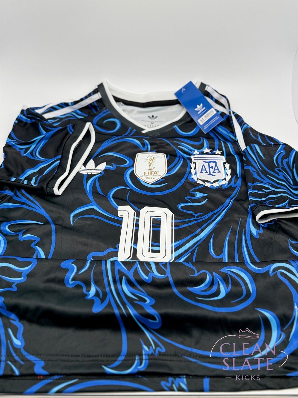 Adidas Argentina AFA Black Blue Climacool Jersey FIFA 2022 Champions Patch M NWT